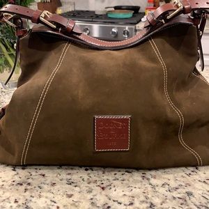 Dooney and Bourke green suede and leather bag